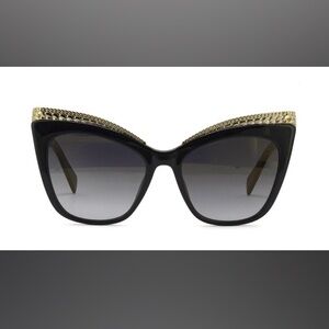Moschino Elegant Black Sunglasses with Gold Trim